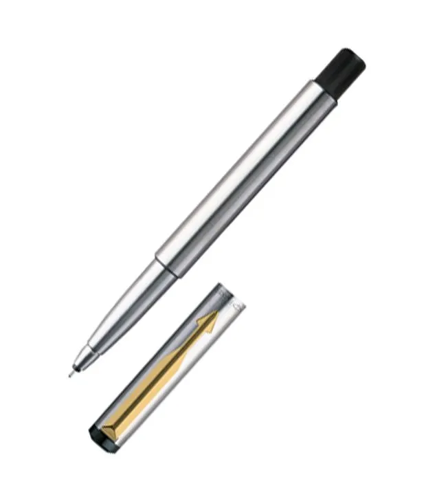 Parker Vector Stainless Steel Gold Trim Roller ball Pen + Key Chain (Pack of 1)