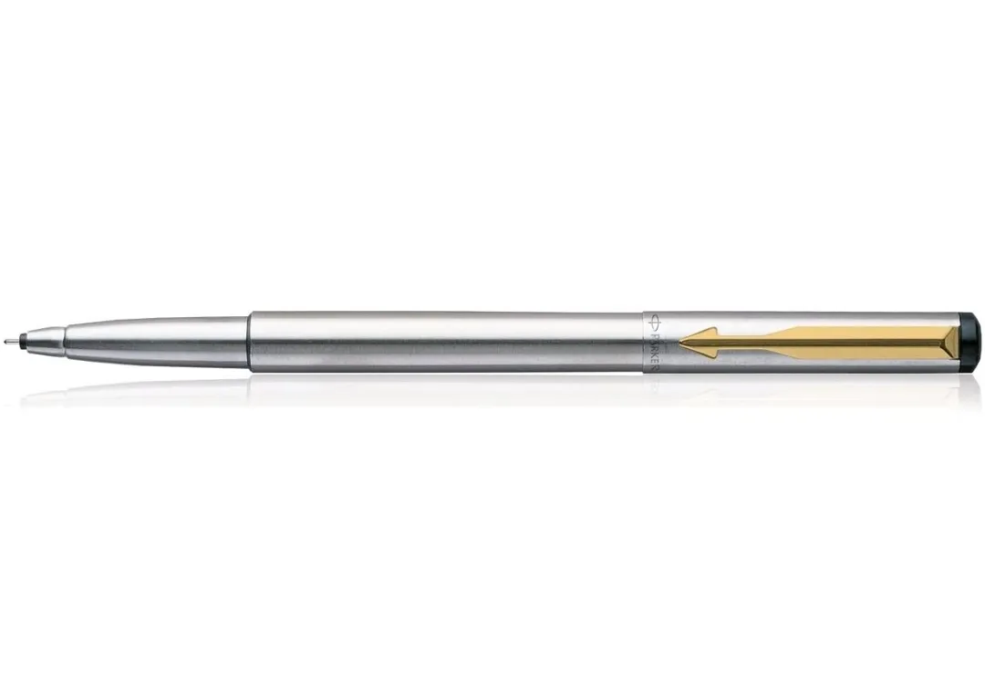 Parker Vector Stainless Steel Gold Trim Roller ball Pen + Key Chain (Pack of 1)