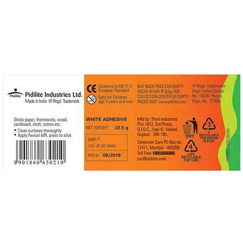 PIDILITE FEVICOL MR WHITE ADHESIVE FOR ART & CRAFT, 22.5 G PACK OF 10