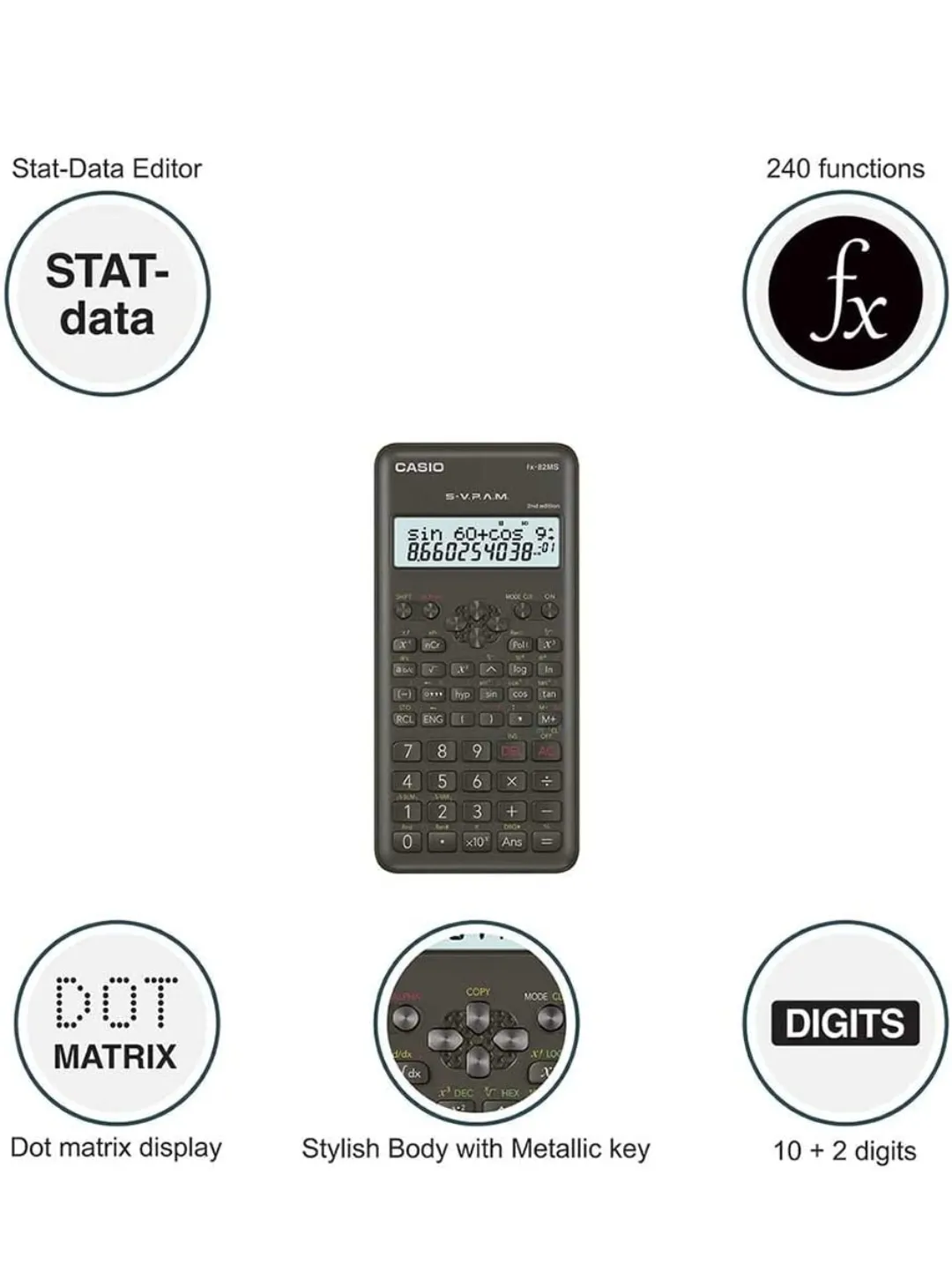 Casio FX-82MS 2nd Edition Non Programmable Scientific Calculator