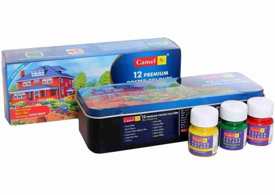 Camlin, Camel, Kokuyo Premium Poster Color - 10ml Each,(Pack of 1 Box 12 Shades)