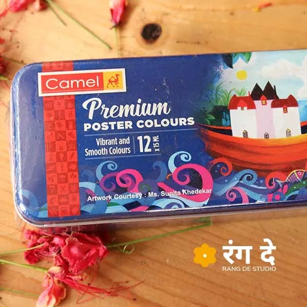 Camlin, Camel, Kokuyo Premium Poster Color - 10ml Each,(Pack of 1 Box 12 Shades)