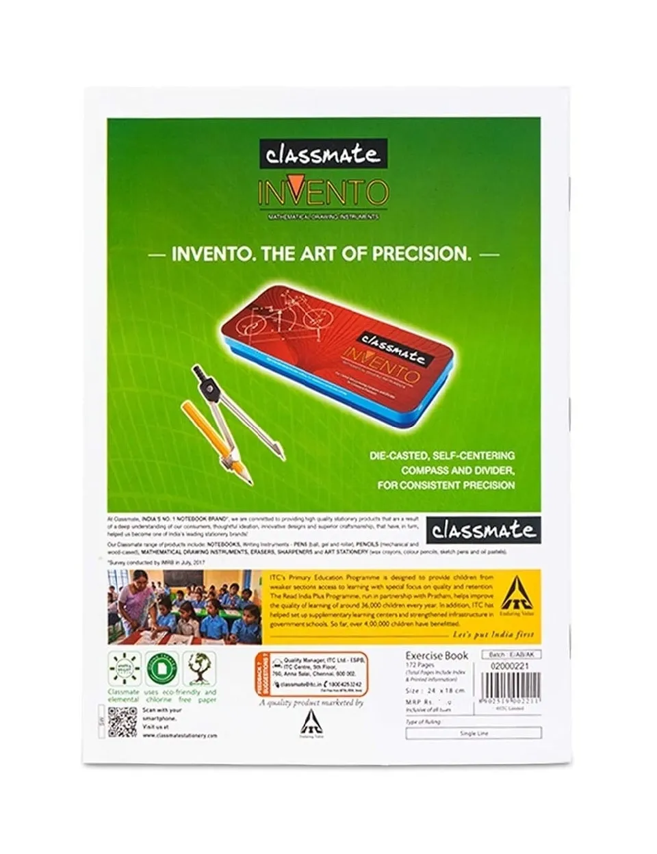 Classmate Hindi Practical Notebook Soft Cover Single Line Interleaf 172 Pages 24X18 CM Pack of 1