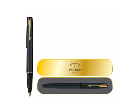 Parker Frontier Matte Black Gold Trim Roller Ball Pen Pack of 1