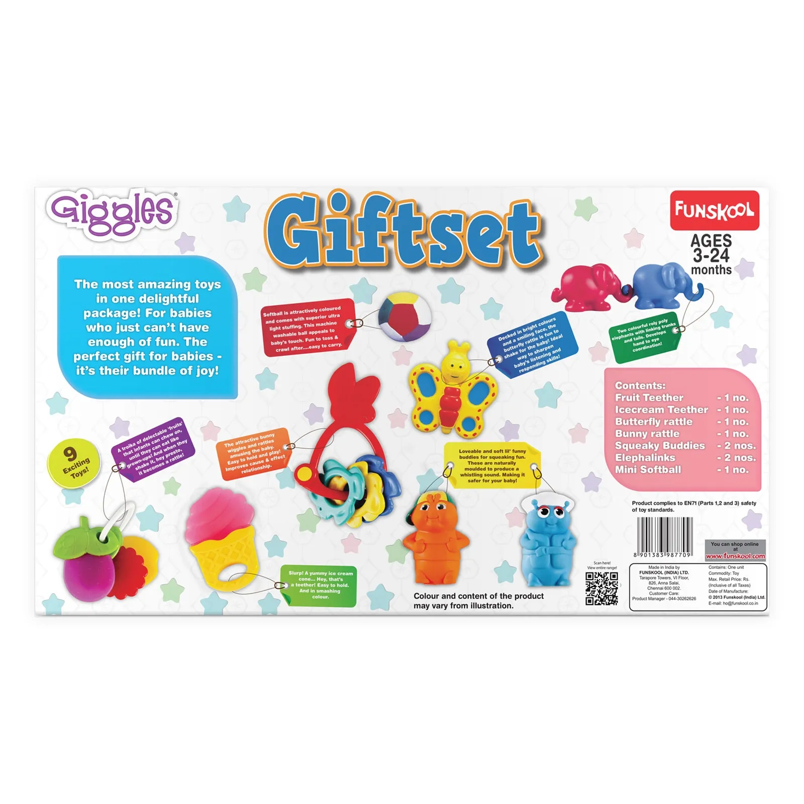 Funskool Giggles Gift Set Premium 9 Toys Set Multi Colour