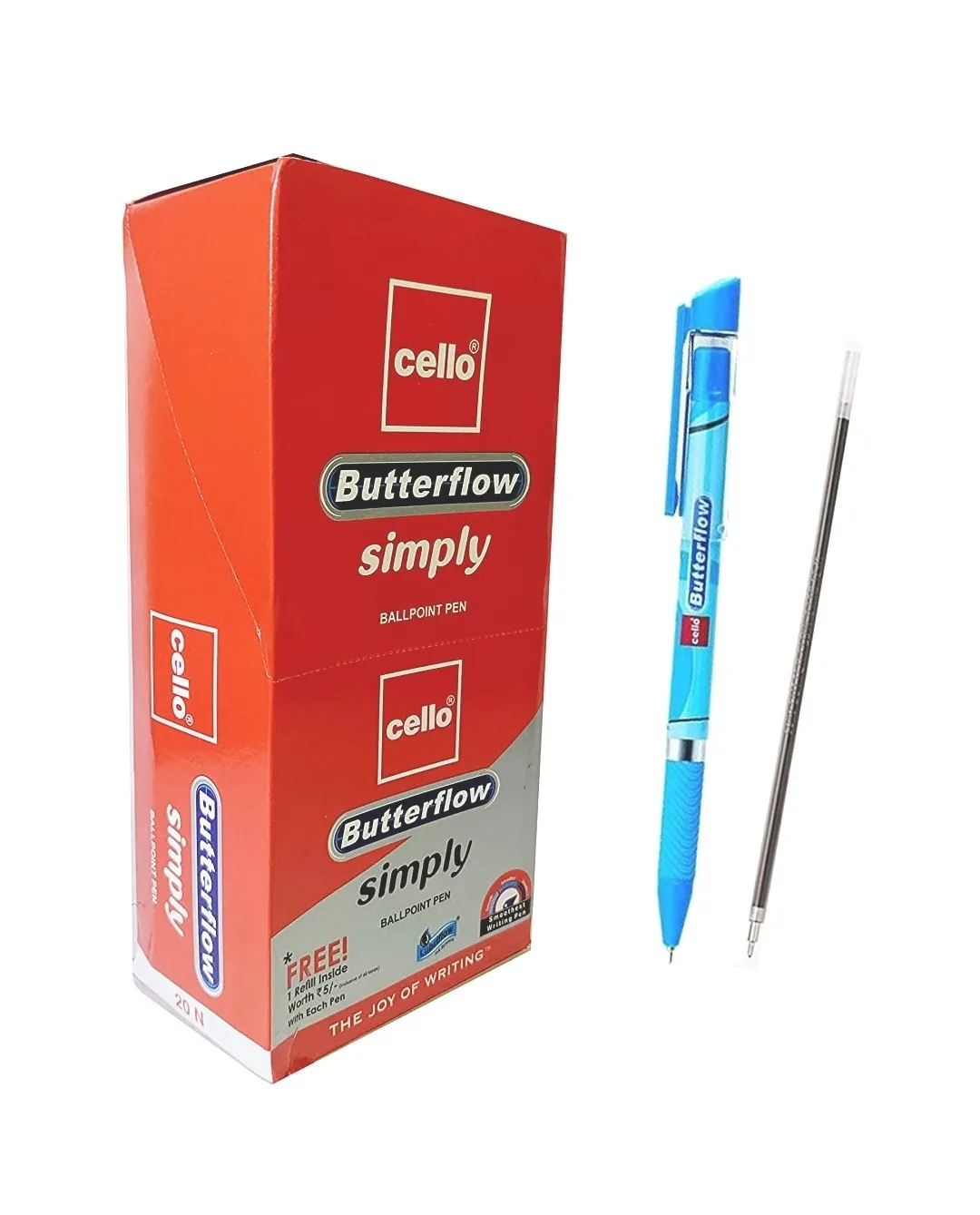 Cello Butterflow Simply Black Ball Pen  Black Pen Pack of 10 Pens