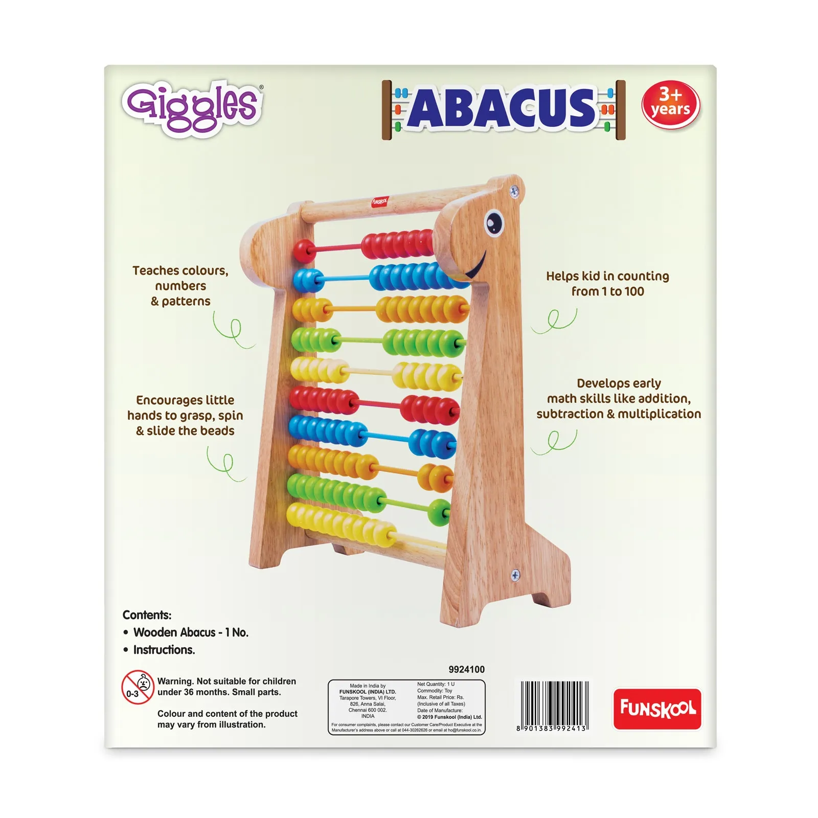 Funskool Giggles Wooden Abacus Educational Toy Multi Colour