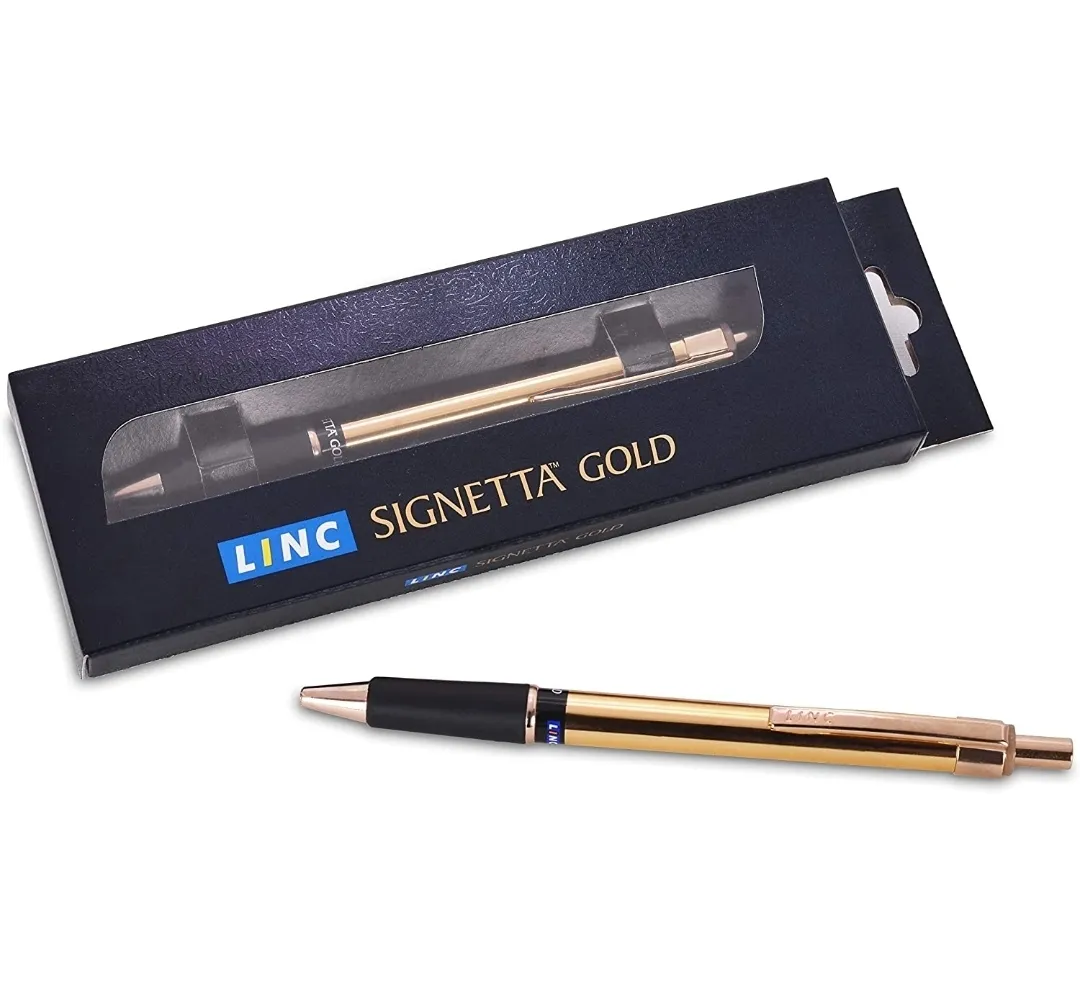 Linc Signetta Gold Ball Pen ,Blue Pen, 0.7 MM, Pack of 1 Pen