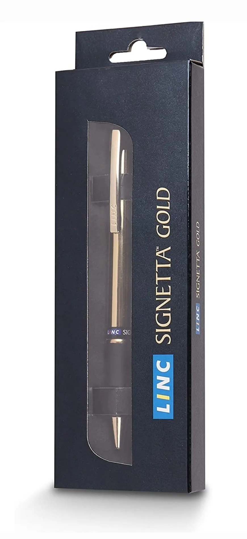 Linc Signetta Gold Ball Pen ,Blue Pen, 0.7 MM, Pack of 1 Pen