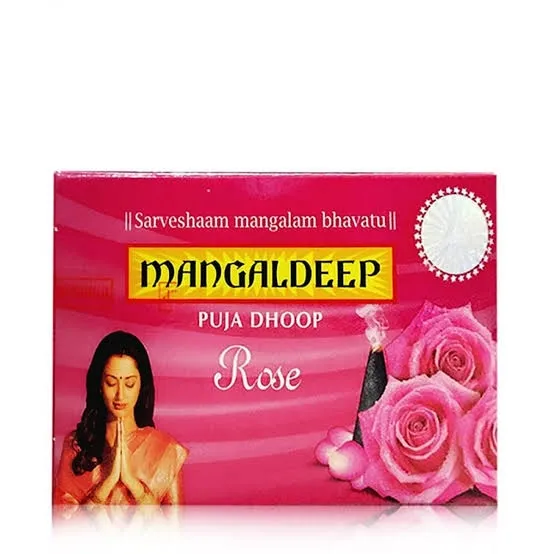 Mangaldeep Pooja Dhoop Rose Fragrance, 20 Sticks,