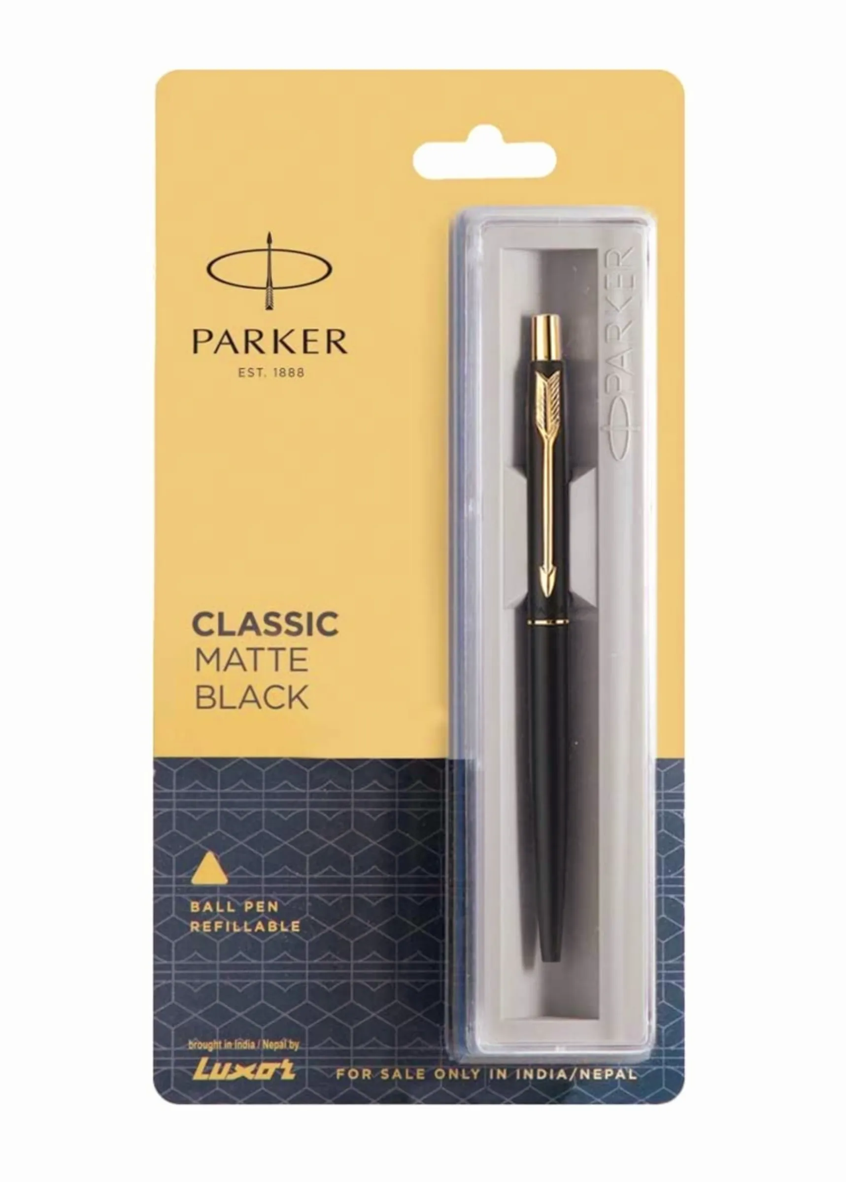 Parker Classic Matte Black Gold Trim Ball Pen (Pack of 1)