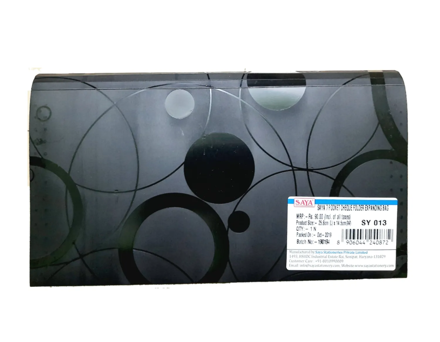 Saya 7 Pocket Cheque Folder Expanding Bag, SY-013,  Black Color Pack of 1