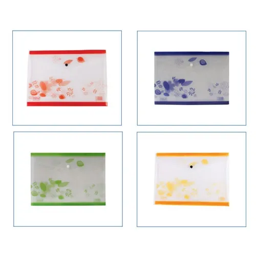 Saya My Clear Bag Flower, 1 Button Folder,SY-229F,  35.5X 25.5 cm, Pack of 4