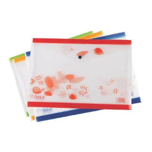 Saya My Clear Bag Flower, 1 Button Folder,SY-229F,  35.5X 25.5 cm, Pack of 4
