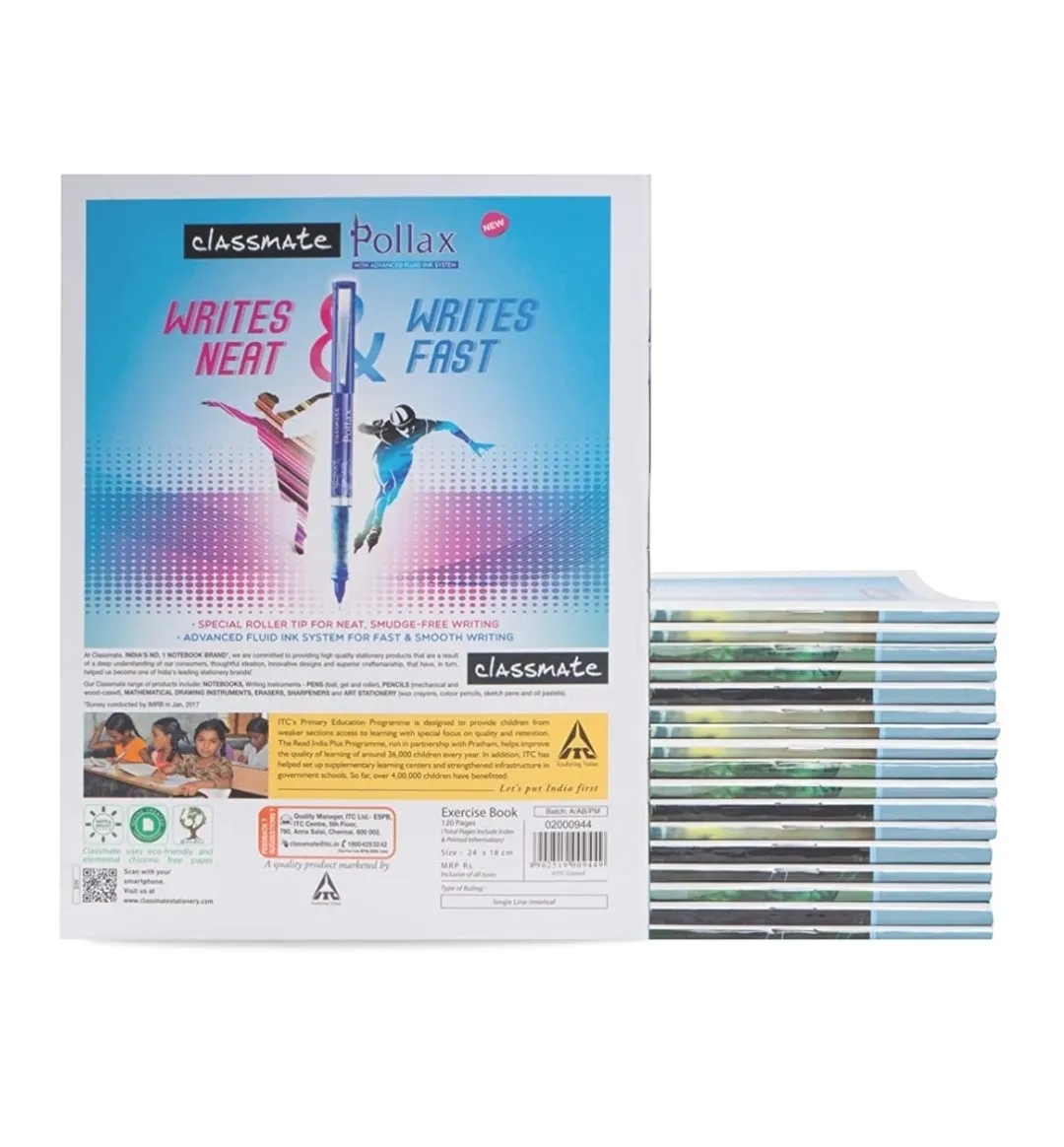 Classmate Hindi Practical Notebook Soft Cover Single Line Interleaf 120 Pages 24X18 CM Pack of 1