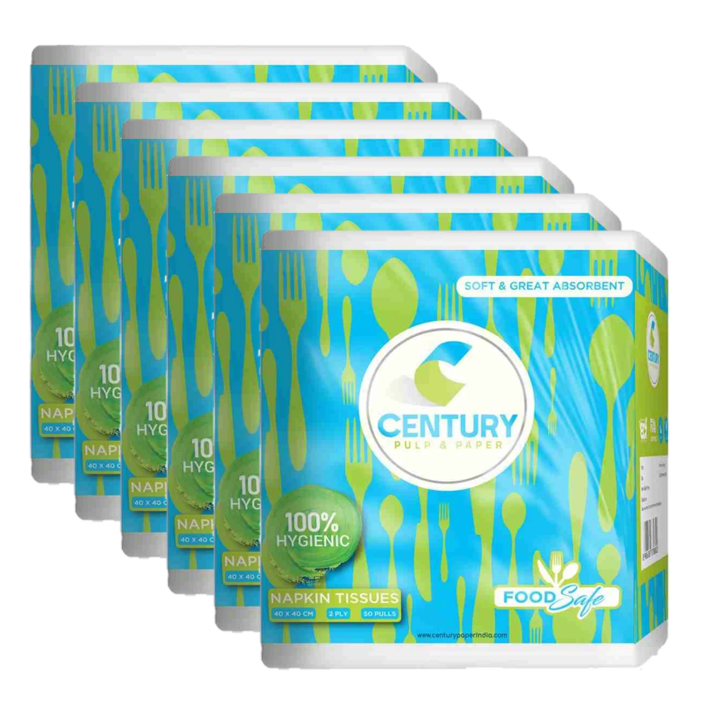 Century Napkin Tissue (40 X 40 cm , 50 Pulls / Serviettes) - Pack Of 6