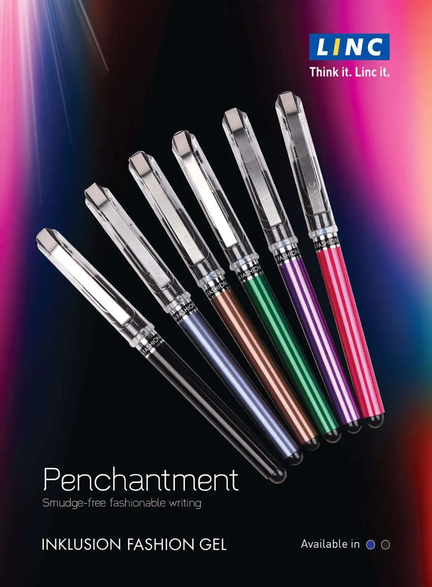 Linc Inklusion Fashion Gel Pen  Assorted Body Colour Blue Gel Pen Pack of 5 Pen