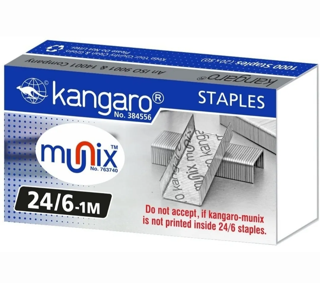 Kangaro HD-45 Stapler With 4 Packets of Staple Pin 24/6-1M Heavy Duty Steel Component With Plastic Body Combo Pack