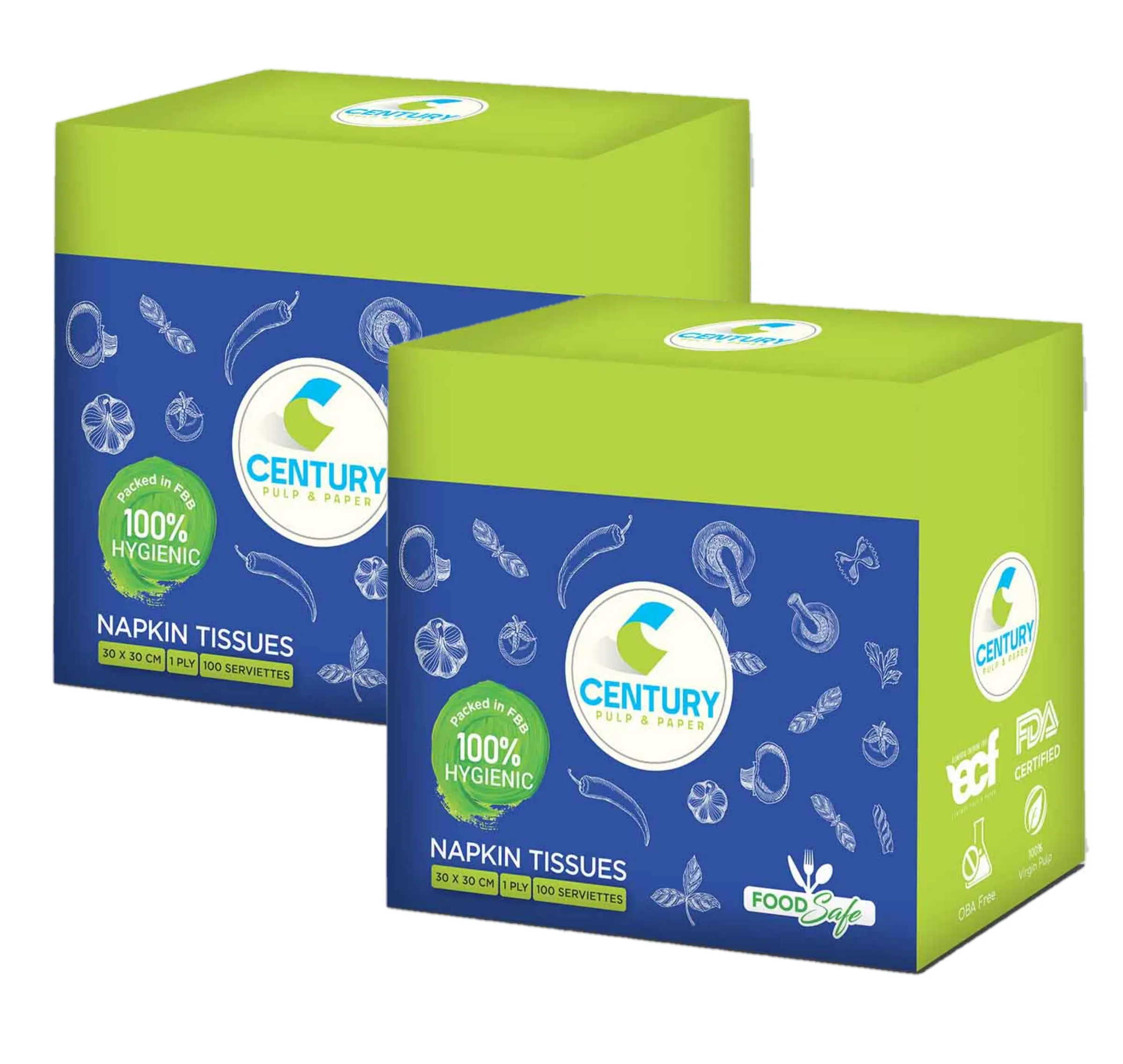 Century Napkin Table Top Tissue Box (30X30 cm, 100 Pulls / Serviettes) - Pack of 1