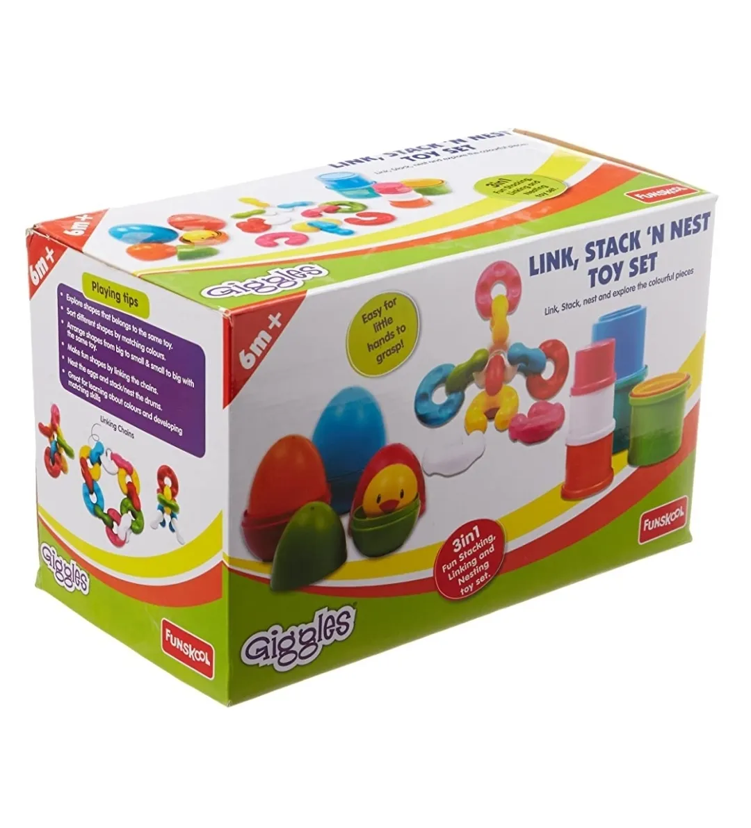 Funskool Giggles Link, Stack and Nest Multi Colour Explore colorful Pieces