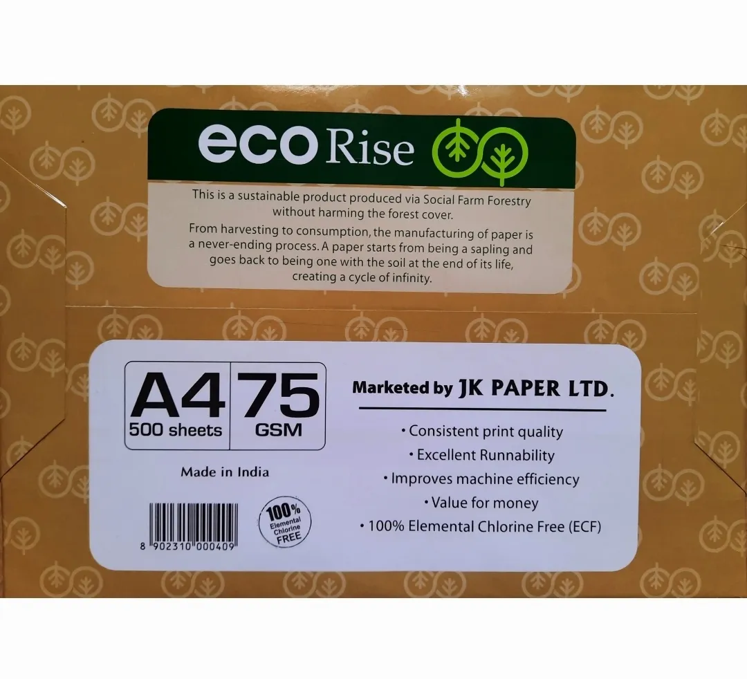 Eco Rise Printing Copy A4 Size JK Paper Eco Tree Friendly 75 GSM 500 Sheet Pack of 1