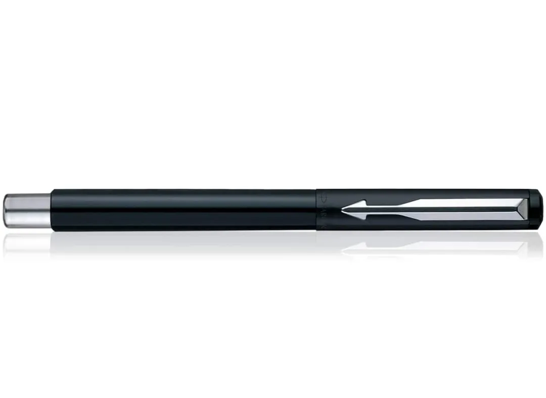 Parker Vector Standard Chrome Trim Roller Ball Pen (Pack of 1) Black Body