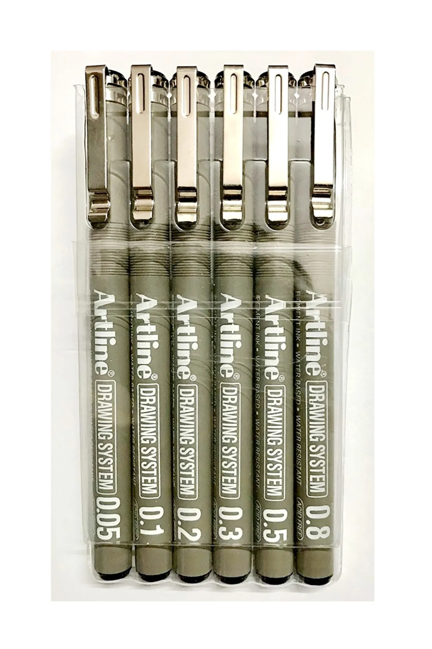 Artline Drawing System Artistic Technical Pens Assorted Set of 6 - (0.05, 0.1, 0.2, 0.3, 0.5, 0.8) Points Pen