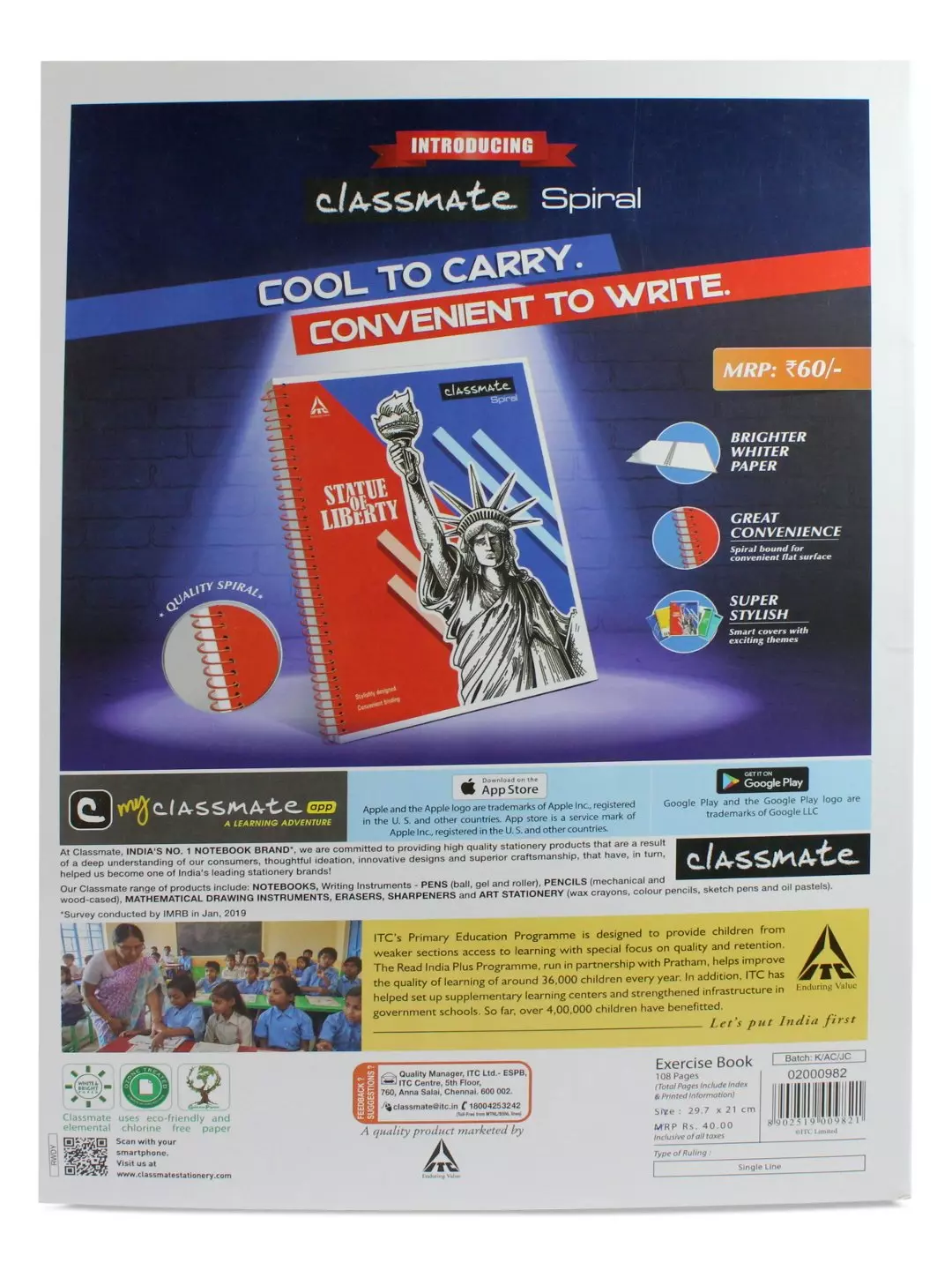 Classmate A4 Size Long Notebook Soft Cover 29.7X21 cm 108 Pages Pack of 1