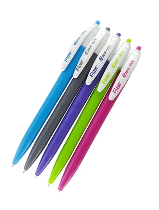 Flair Ezee Click Ball Point Pen Black Ink 1 Pack of 5 Pens
