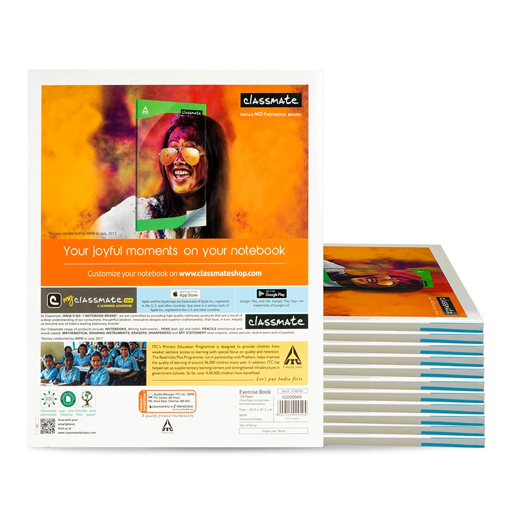 Classmate Practical Notebook Single Line/ Blank Hard Cover 108 Pages 26.5X21.5 cm Pack of 1