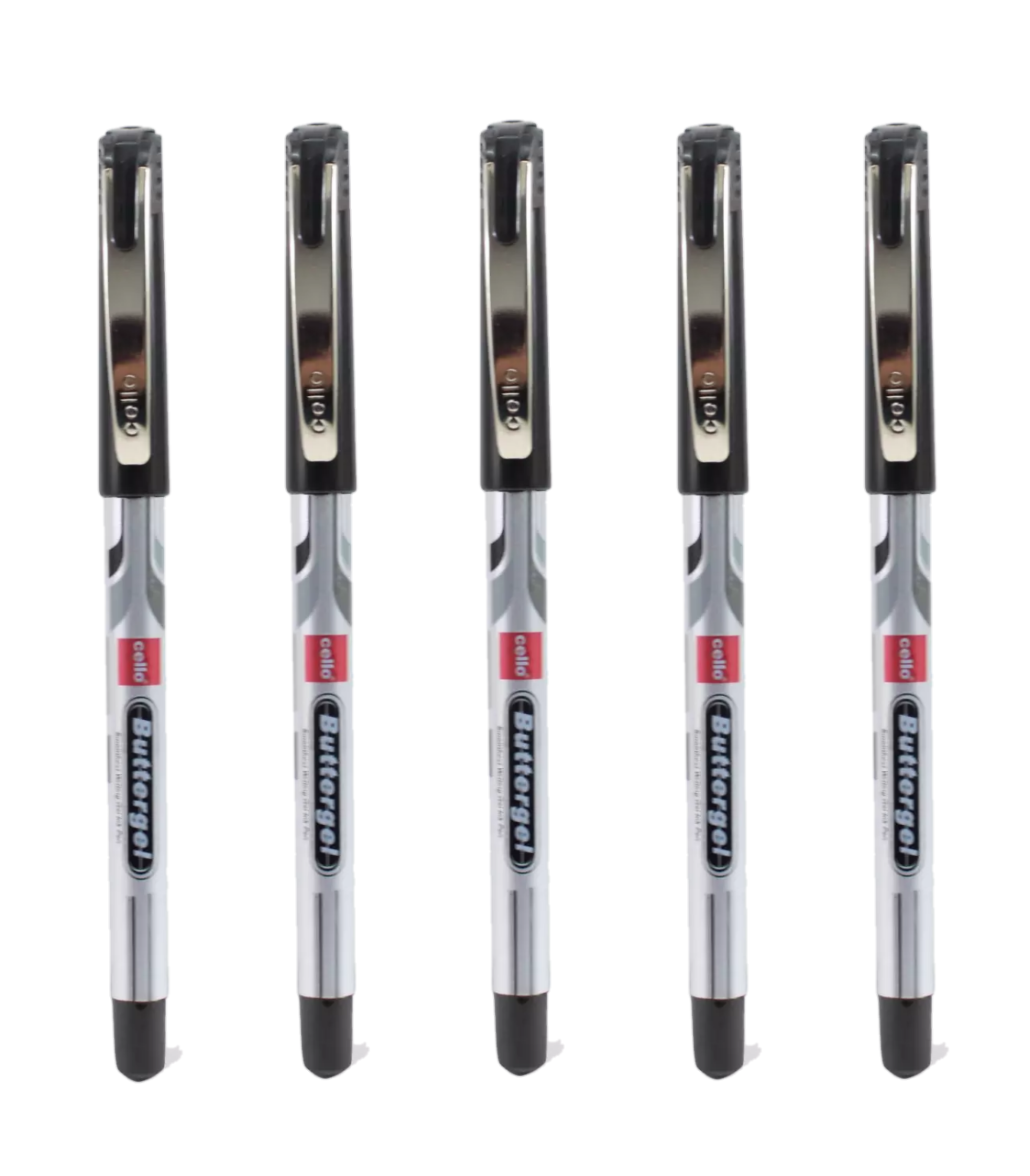 Cello ButterGel Gel Pen 0.5 mm Black Pen (5 Pack of 1 Pen)
