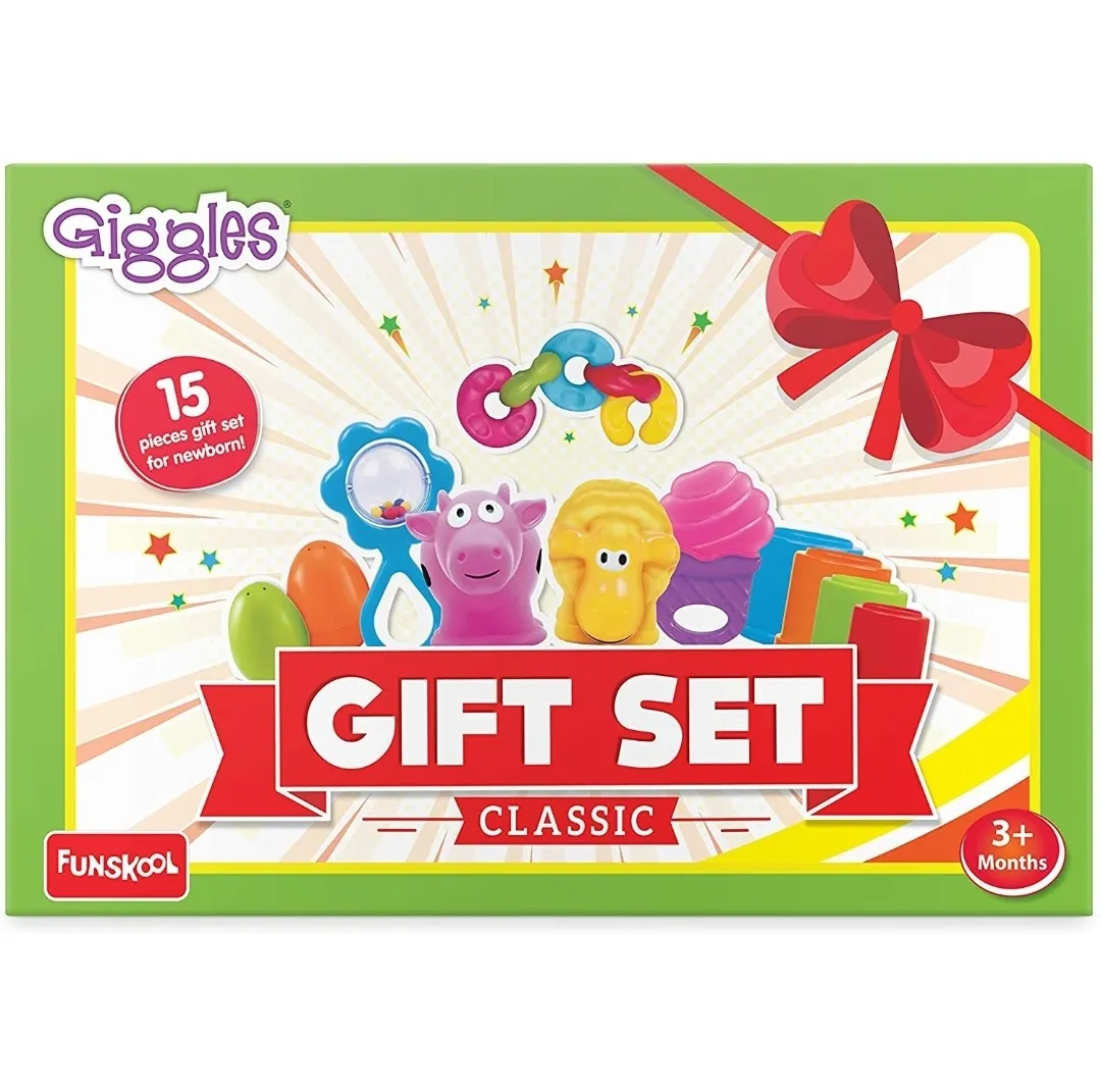 Funskool Giggles Classic Gift Set Teether, Rattles and Much More Age 3 months and Above