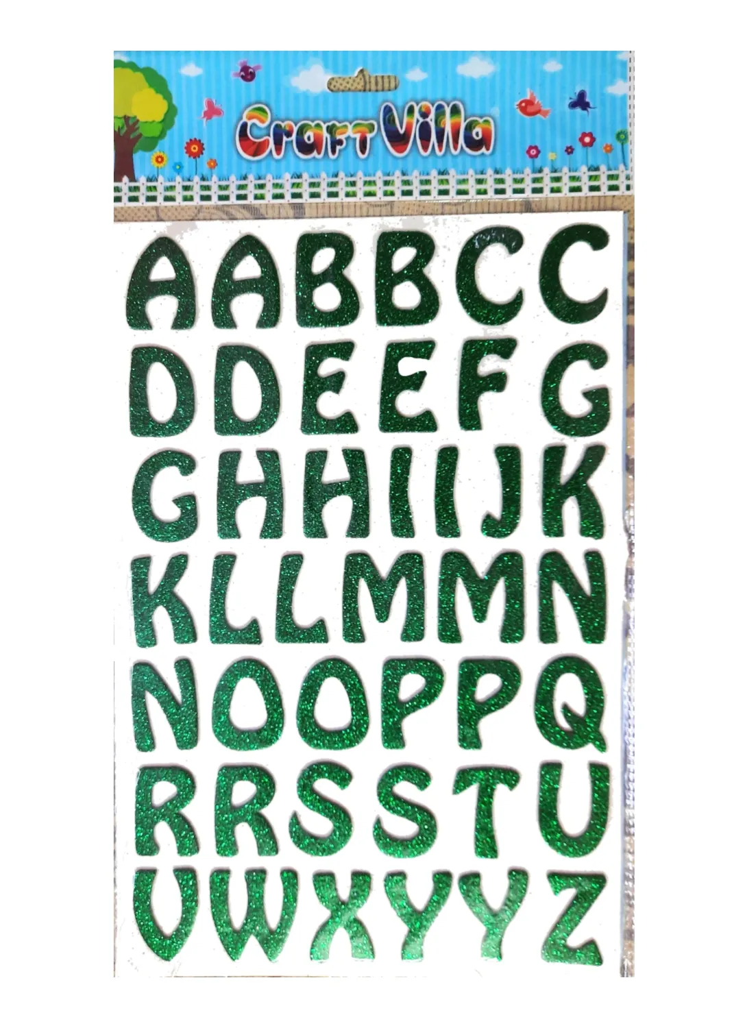 Craft Villa Sparkle Glitter Self Adhesive (Green Color) Eva Foam Sticker ( Alphabet ) Stickers for Craft , DIY, Scrapbooking and Decoration etc