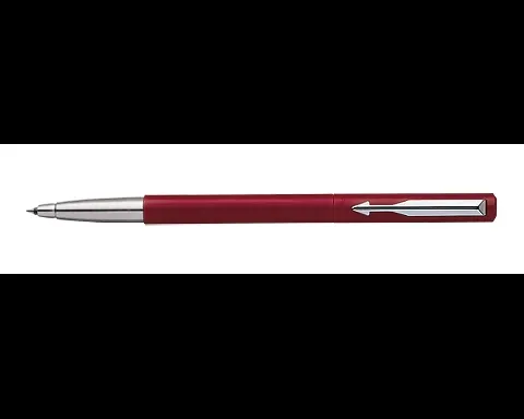 Parker Vector Standard Chrome Trim Roller Ball Pen (Pack of 1) Red Body