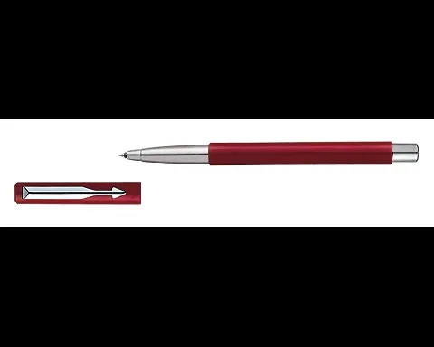 Parker Vector Standard Chrome Trim Roller Ball Pen (Pack of 1) Red Body