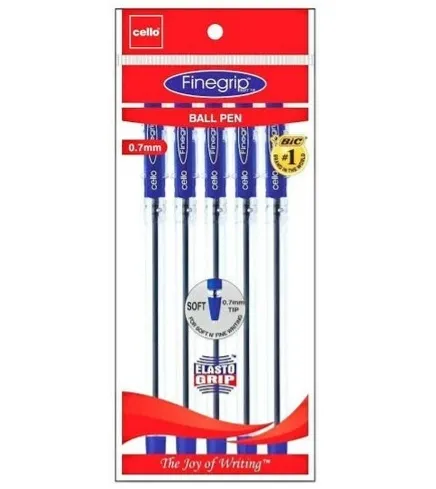 Cello Finegrip Ball Point Pen Blue Pen Pack of 5 Pens