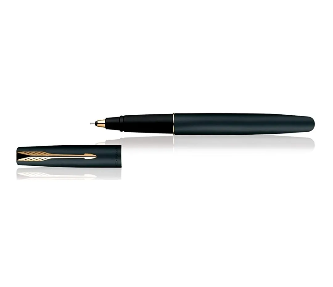 Parker Frontier Matte Black Gold Trim Roller Ball Pen Pack of 1