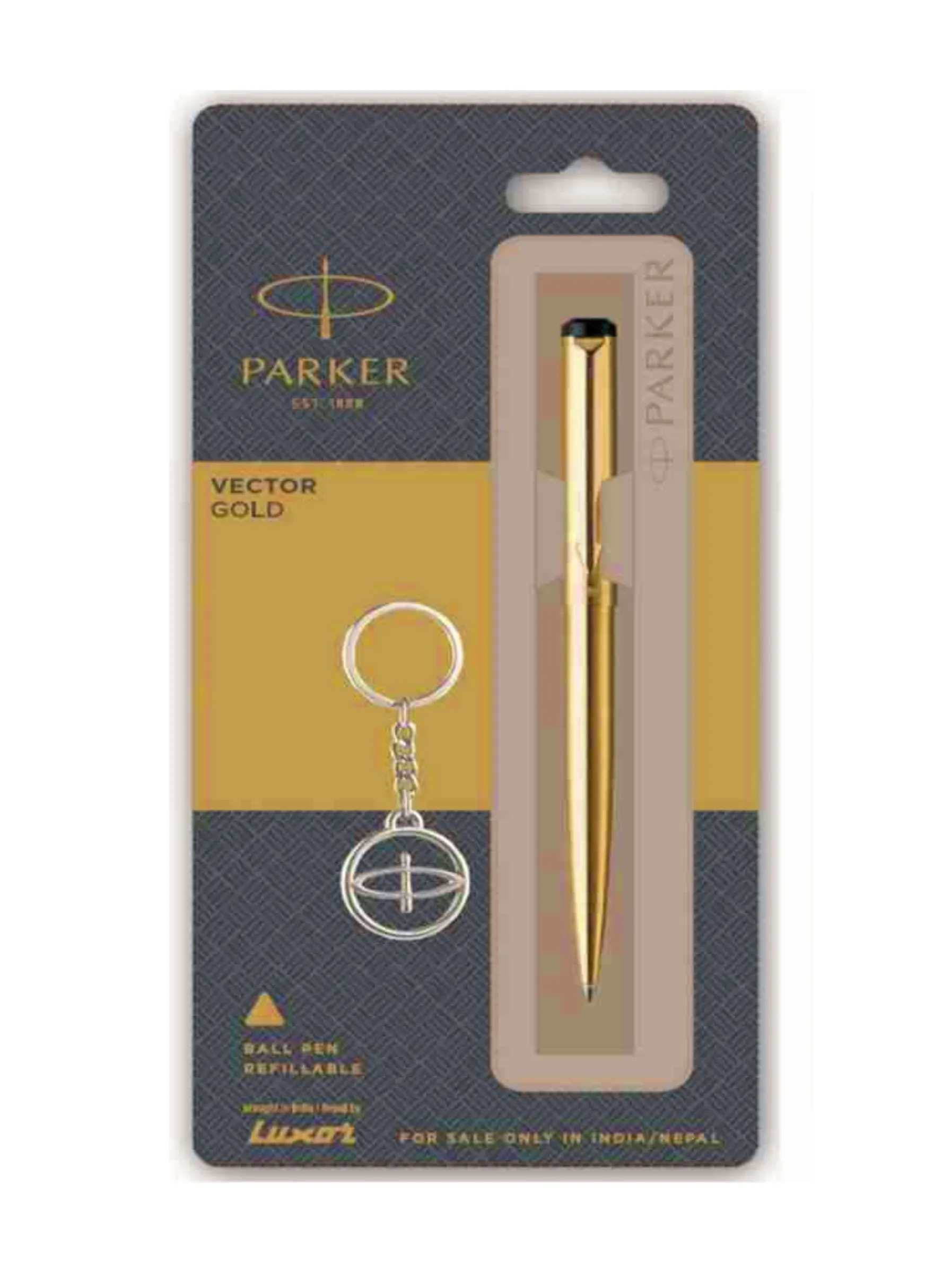 Parker Vector Gold Ball Pen + Key Chain (Pack of 1)
