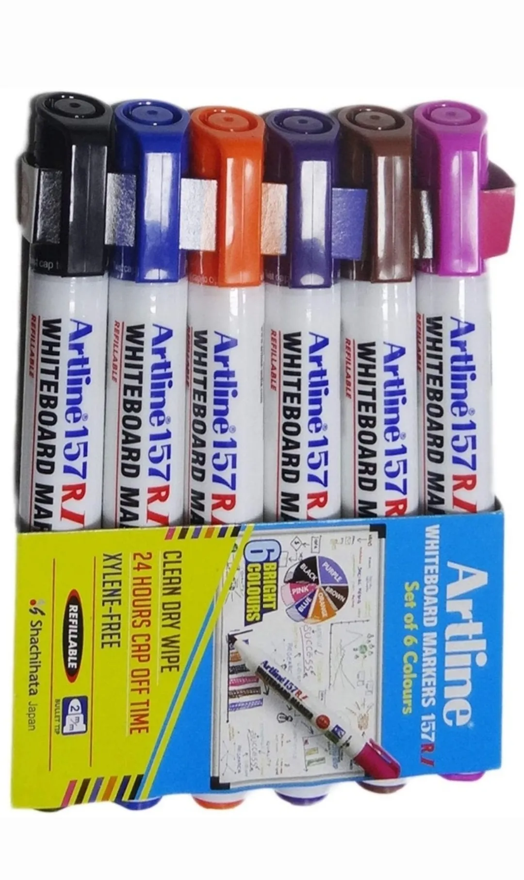 Artline White Board Marker 157 RI Refillable Assorted Colour Set of 6 Marker