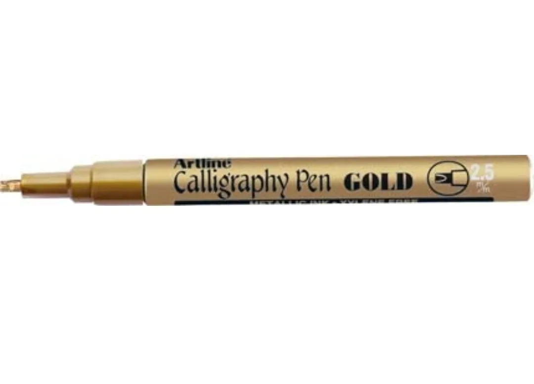 Artline Calligraphy Pen Gold Metallic Ink Pen Tip Size 2.5 mm Pack of 1