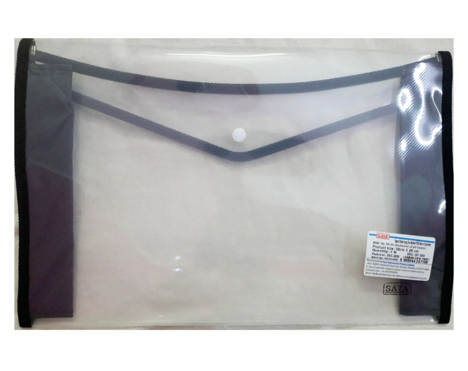 Saya Clear Bag Durable FS Fabric Gazette, SY- 359, Size 38 X 26 cm, Pack of 1