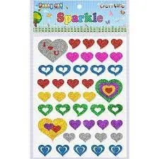 Craft Villa Sparkle Glitter Self Adhesive (Multi Color) Eva Foam Sticker ( Heart Shape ) Stickers for Craft , DIY, Scrapbooking and Decoration etc