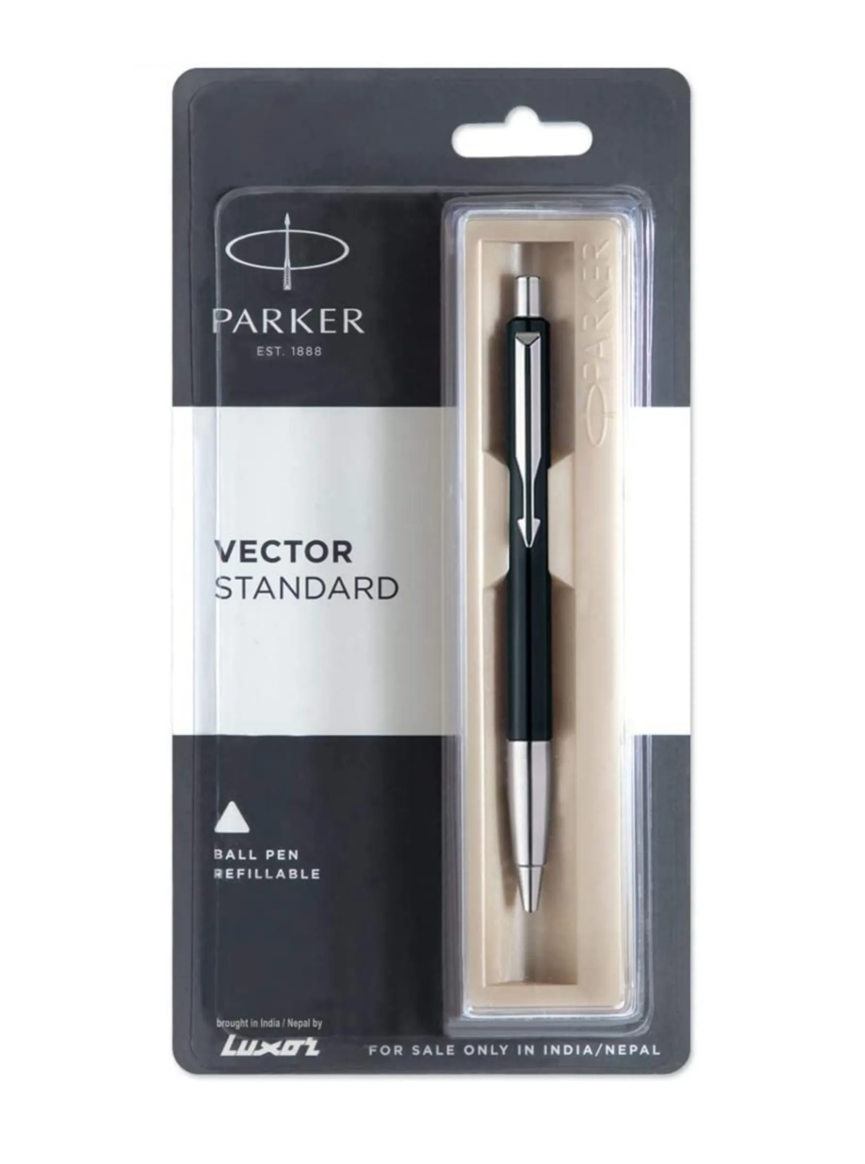 Parker Vector Standard Chrome Trim Ball Pen (Pack of 1) Black